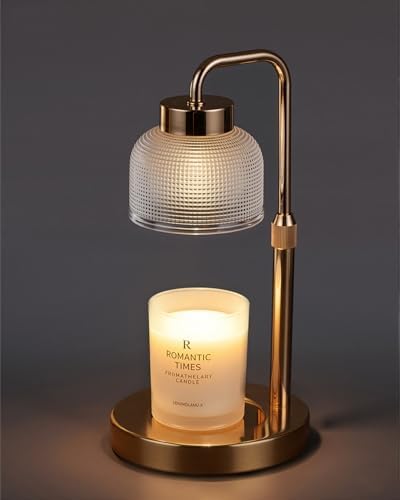 Funistree Candle Warmer Lamp with Timer Dimmer, Adjustable Height Christmas Birthday Gifts for Women Mom, Modern Gold Candle Warmer, Vintage Home Decor for Scented Jar with 2 Bulbs by Funistree