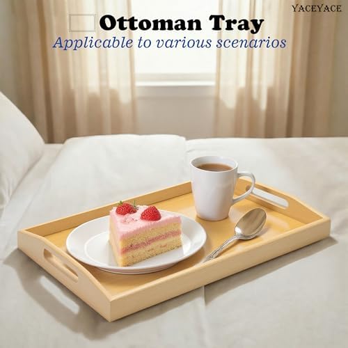 Ottoman Tray for Living Room, 15"x9.8"x2", Small Bamboo - Image 4