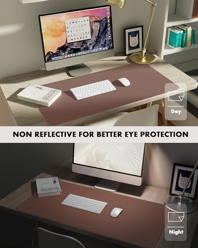 YSAGi Double-Sided Desk Pad, 35.4"x17"Leather Desk Mat, Eco Cork Desk Pad Protector,Large Mouse Pad,Waterproof Desk Blotter for Office/Home(Chocolate) - Image 5