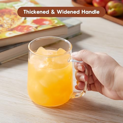 Glass Coffee Mugs, 16 oz Glass Coffee Cups Set of 2, Clear Borosilicate Glass Mugs with Handles for Cappuccino, Tea, Latte, Hot/Cold Beverages, Wine, Americano - Image 3