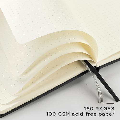 &And Per Se Dotted Notebook with Pen, A5 Hardcover Dotted Journal, 160 Pages 100GSM Thick Paper Dot Grid Journal with Fineliner Pen (Black) - Image 5