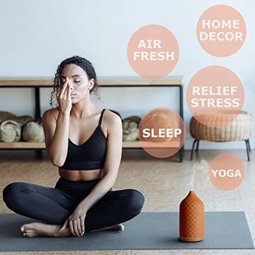 Essential Oil Diffuser for Home, Ceramic Aromatherapy Diffuser for Essential Oils, 120ml Oil Diffuser with Waterless Auto-Off and 7 LED Lights for Large Room Yoga Spa (Terracotta) - Image 3