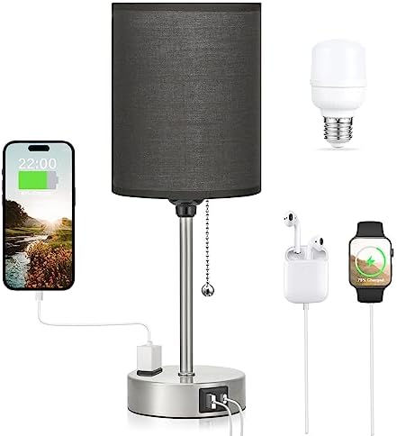 Small Bedside Table Lamp for Bedroom - Desk Lamp with USB Ports for Dorm by DicooolDirect
