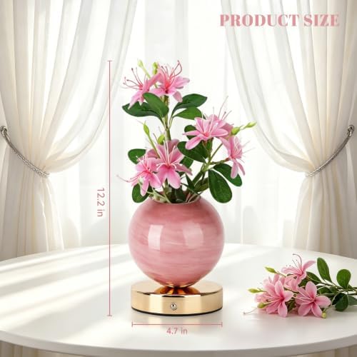VEEKI Pink Jasmine Flower Lamp, Rechargeable Cordless LED Floral Table Lamp - Image 6