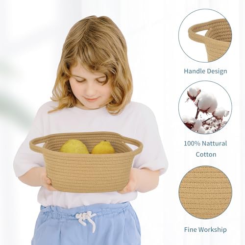 ABenkle Small Storage Basket, Mini Cotton Rope Woven Basket, Cute Boho Decorative Toy Storage Bin - Image 6