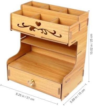 Ipetboom Wood Desk Organizer with Drawer, Large Capacity for Office Use - Image 2