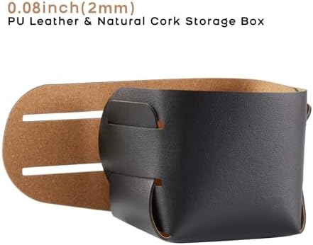 HOMIEAZICOZI 2-Pack Cork Leather Desk Accessories Storage - Pencil Pen Holder - Makeup Brush Holder Organizer - Stylish Addition to Home Decor (Black) - Image 2