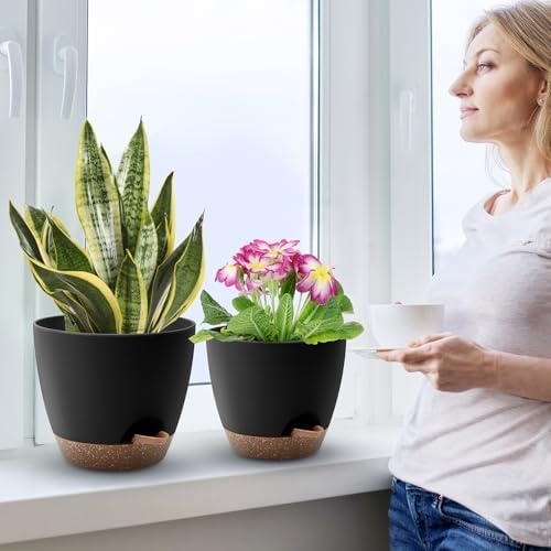 QRRICA 7/7.5/8/9/10 Inch Self Watering Pots for Indoor/Outdoor Plants - Image 6