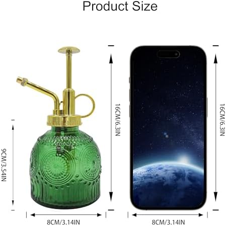 Glass Plant Mister Spray Bottle, 230ML Vintage Plant Spritzer, Succulent Watering Bottle Glass with Top Pump, Small Plants Sprayer Watering Can for Indoor Outdoor House(Green) - Image 4