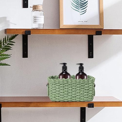 Woven Paper Rope Wicker Basket for Organizing(Set of 3,Green) - Image 4
