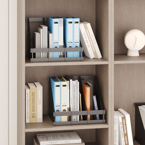 Bamboo Desk File Organizer, 3 Compartment Magazine Holder for Home Office(Black) - Image 4