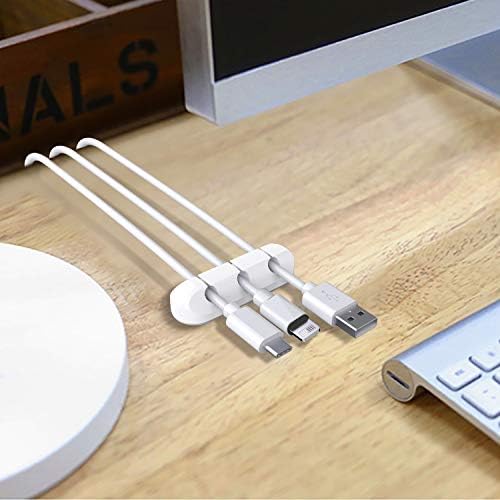 SOULWIT Cable Holder Clips, 3-Pack Cable Management Cord Organizer Clips Silicone Self Adhesive for Desktop USB Charging Cable Nightstand Power Cord Mouse Cable Wire PC Office Home - White - Image 5