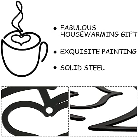 Ferraycle 3 Pcs Coffee Cup Wire Metal Wall Art for Coffee Bar Kitchen - Image 3