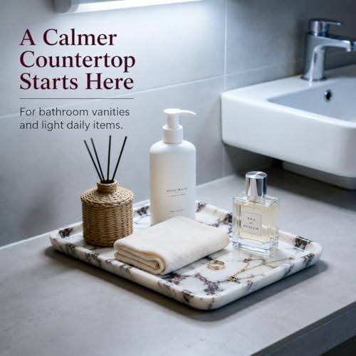 Marble Vanity Tray, 9.84 x 6.69 in, White Burgundy - Image 5
