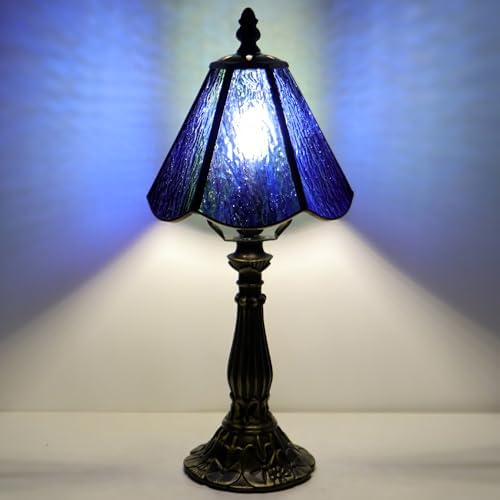 Small Tiffany Style Table Lamp Amber Stained Glass Lamp 14 Inch - Image 5