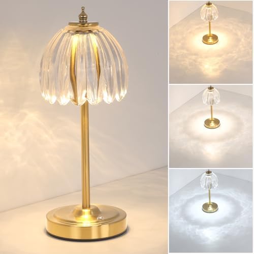 Shenmoyl Small TulipTable Lamp, 3 Color Temperatures, Table Lamps for Living Room, Bedroom, Nightstand (Transparent Tulip) by Shenmoyl