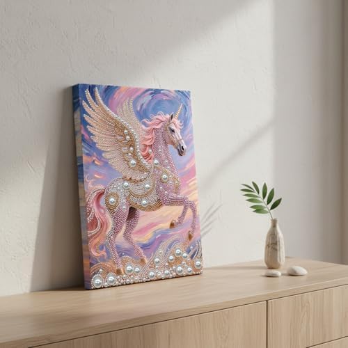 LQCrafK DIY Pearl Art Painting Handcraft Kit for Adults Beginners, Creative Design, Healing Stress-Relieving Home Wall Decoration, with Framed Painting and Tools-Pink Horse-2 - Image 5