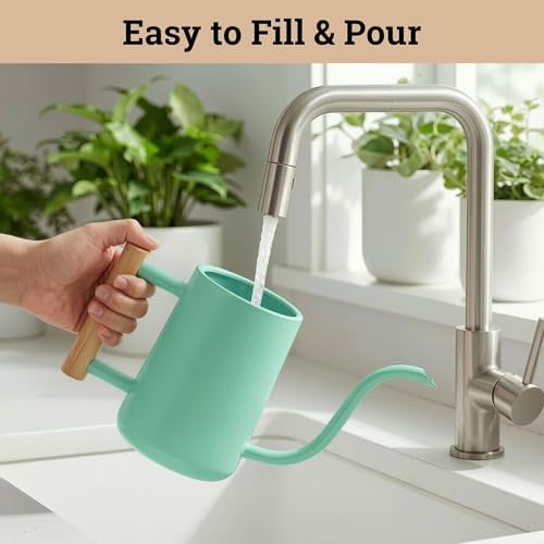 Metal Small Indoor Watering Can with Long Spout & Real Wood Handle, 35oz - Image 4