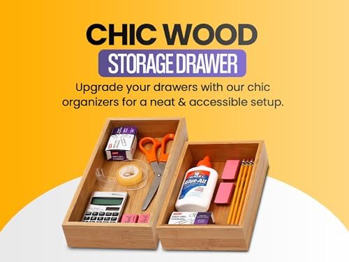 YBM Home Bamboo Drawer Organizer Storage Box for Kitchen Drawer, Junk Drawer, Office, Bedroom, Children Room, Craft, Sewing, and Bathroom, 6x9x2 inch - Image 5