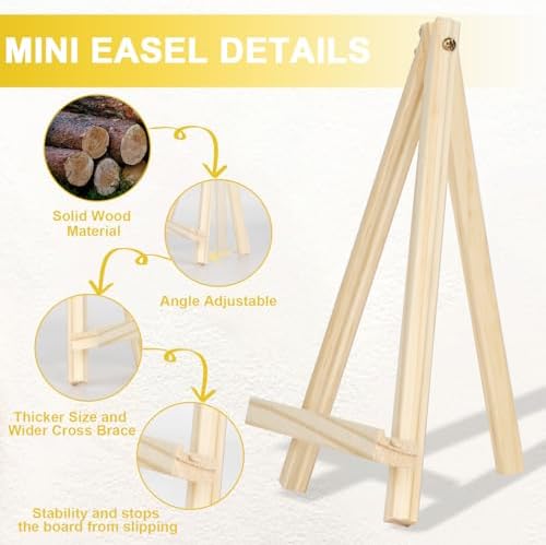 Mini Easels 12 Pack, Small Easels for Painting 24cm/9 Inch, Folding Design, Small Easel with 12 Palettes and 60 Brushes, Suitable for Outdoor Painting Party - Image 3