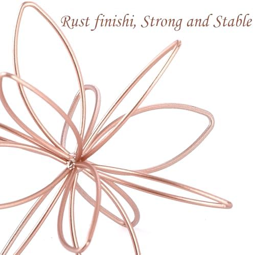 8" Metal Sphere Decor, Metal Floral Tabletop Sculpture, Abstract Tabletop Decorative Spheres for Home Decor (Rose Gold) - Image 2