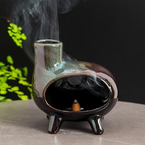 MOUGIGI Handcrafted Ceramic Palo Santo Holder Burner with Green Glaze - Image 3