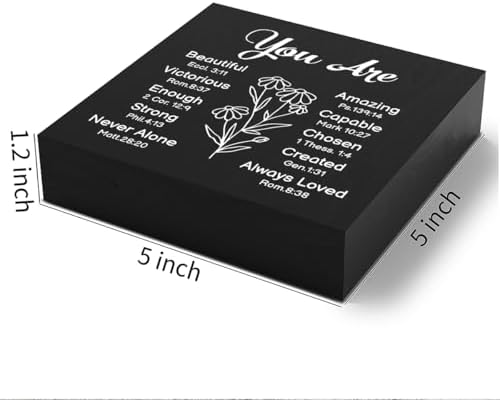 Religious Gifts for Women Christian Gifts Christian Wooden Box Sign Desk Decor Bible Verse Decorations for Home Office Shelf Table Desk Gifts for Christian Women 5 x 5 Inch (Black Decor) - Image 2