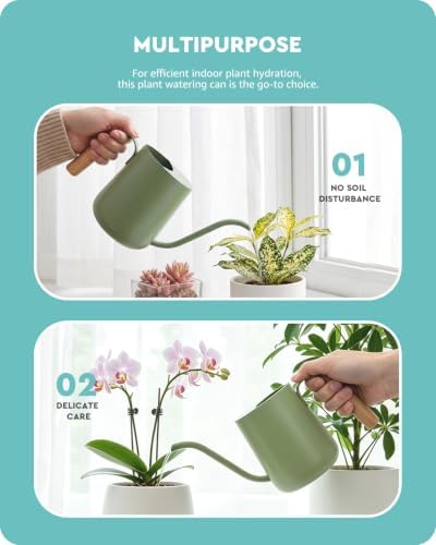 Baffect Watering Can Indoor Plants with Long Spout, 1L / 35oz (Sage Green) - Image 4
