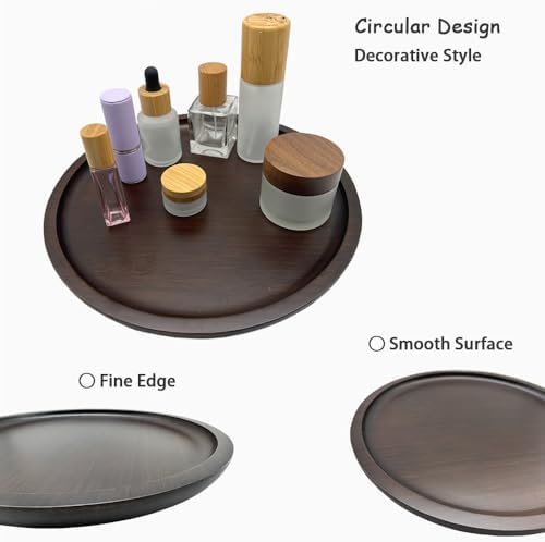 Wood Vanity Tray, Bathroom Counter Solid Walnut Organizer, Toilet Tank Top Wooden Serving Plate for Dinner Tea Coffee (Natural Walnut Color, 9.8 x 9.8 inch) - Image 3
