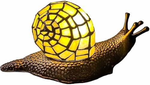 Bieye L10943 Yellow Land Snail Tiffany Style Stained Glass Accent Lamp by Bieye