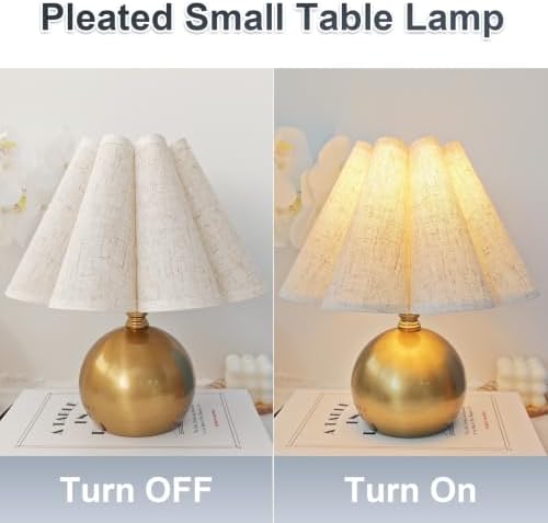 Small Vintage Table Lamp, 11.5'' Gold Cute Mini Bedside Lamp - Image 2