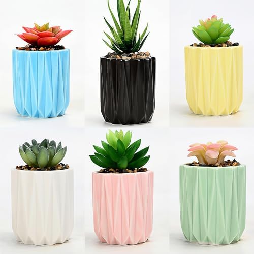 Cuteforyou Modern Textured Ceramic Succulent Planter Pot – 6 Color Options (No Plant Included) – Perfect for Small Plants, Cacti & Desk Decor – Lightweight & Durable (Pink, 3.5'' Tall) - Image 6