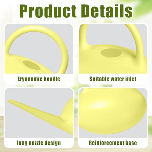 ZXJ Small Plastic Watering Can - 1/4 Gallon - for Home Plant Garden - Yellow - Image 3