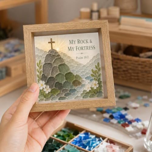 Framed DIY Mosaic Art Kit Acrylic Gem Craft Set Nature Theme Decoration - Image 2
