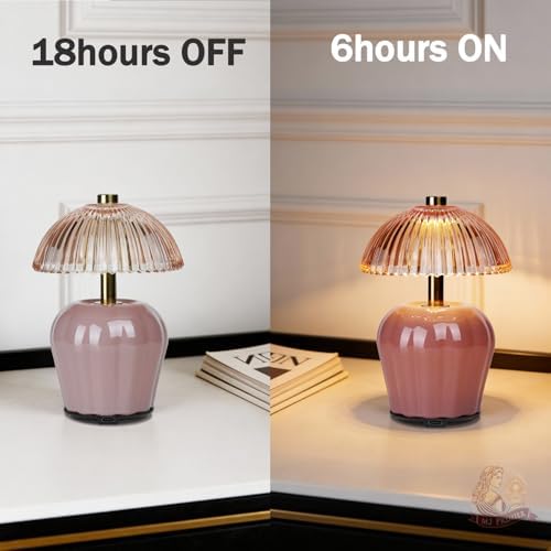 MJ PREMIER Rechargeable Table Lamp, Small Cordless Lamp with Timer, Pink*2 - Image 5