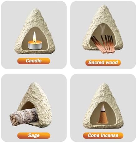 Volcano Palo Santo Holder, Handcrafted Ceramic Mini Chiminea Incense Burner for Sage & Smudge Sticks, Mountain Fireplace Style for Meditation, Yoga, Aromatherapy, Home Decor, Spiritual Gifts - Image 7