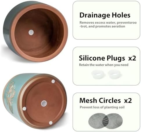 Terracotta Pots, 6+4 Inch Plant Pots, 2 Pcs with Drainage Holes - Image 3