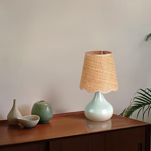 Blue Small Touch Control Table Lamp for Bedroom, Blue Bedside Lamps for Nightstand,Cute Mini Small Table Lamps for Small Spaces with Scalloped Shade for Kitchen Counter,Bookshelf,Living Room - Image 4