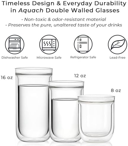 Aquach 8oz Double Walled Glass Espresso Cups Set of 2, Insulated Small Mugs - Image 6