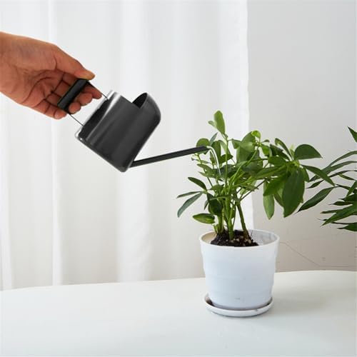 Watering Can for Indoor Plants, Small Watering Cans Sprinkling Pot for Greenhouse Garden Flower Plants, Stainless Steel Long Spout Water Can for Outdoor Watering Plants, 300ML/0.08 Gallon (Black) - Image 4
