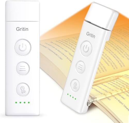 Gritin Book Light Rechargeable, Clip on LED Reading Light for Books in Bed by Gritin
