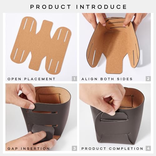HOMIEAZICOZI 2-Pack Cork Leather Desk Accessories Storage - Pencil Pen Holder - Makeup Brush Holder Organizer - Stylish Addition to Home Decor (Coffee) - Image 6