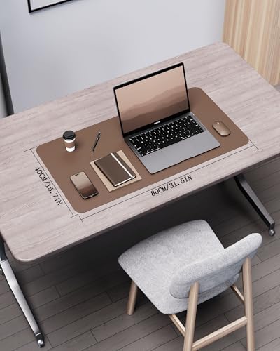 YSAGi Double-Sided Desk Pad, 31.5"x15.7"Leather Desk Mat, Eco Cork Desk Pad Protector,Large Mouse Pad,Waterproof Desk Blotter for Office/Home(Coffee) - Image 2