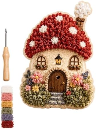 Whimsical Village 3D Poke Art Kit, DIY Cottagecore Fabric Craft Set for Adults, Beginner Friendly Storybook Art Project, Floral Mushroom House Craft Hobby, Multiple Cute Designs for Relaxation, D - Image 5
