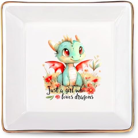 Dragon Jewelry Ring Holder Dish Tray, Gifts For Women Teens Girls, Dragon Lovers Themed Stuff Things Decor Merch, Home Room Ring Earrings Necklace Organizer Holder! by BJDAMAIGIFTSFORGIRLSKIDS