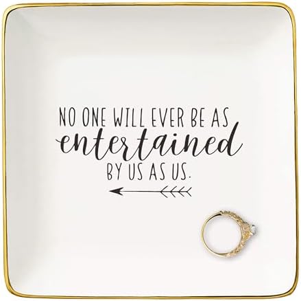 NZY Friendship Appreciation Gifts for Best Friends,Bestie,Soul Sisters,Happy Memory-Farewell,Long Distance Gifts-Jewelry Tray Trinket Holder Ring Dish-No One Will Ever Be as Entertained by Us as Us by NZY