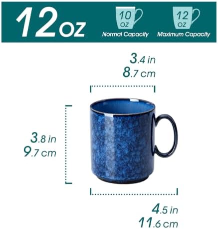 vancasso STARRY Ceramic Coffee Mugs Set of 6, 12 Oz Coffee Cups for Latte, Cappuccino, Tea & Hot Cocoa, Artisan Modern Style for Coffee Bar, Home & Kitchen, Microwave & Dishwasher Safe, Blue - Image 2