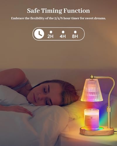 Engpure Candle Warmer Lamp with 7 LED Colors Changing,Candle Warmer with Timer Dimmer, Electric Candle Lamp with Adjustable Height Home Decor for Secented Jar Candles Christmas Gift for Mom Women - Image 2