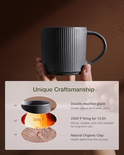 famiware Coffee Mug Set of 8, Star 12 oz Ceramic Mugs Cups Set with Handle - Image 6