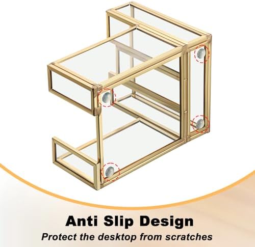 BTSKY Golden Glass 3x3 Inch Sticky Note Holder with Pen Slot - Image 4